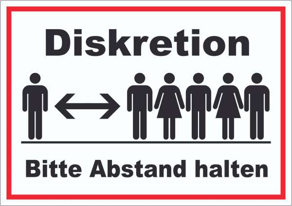 Diskretion Bitte Abstand halten Aufkleber Rücksichtnahme