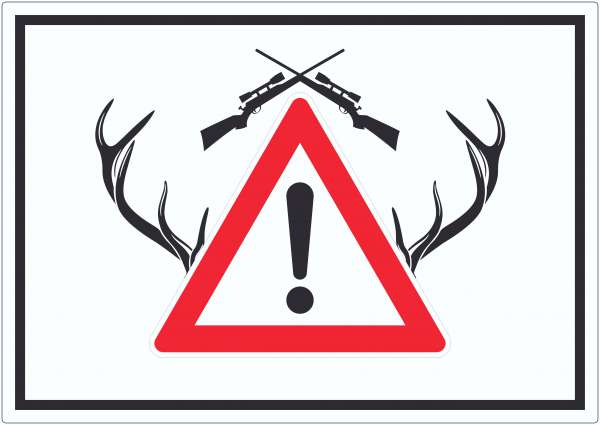 Achtung Jagd Gewehr Aufkleber mit Symbol