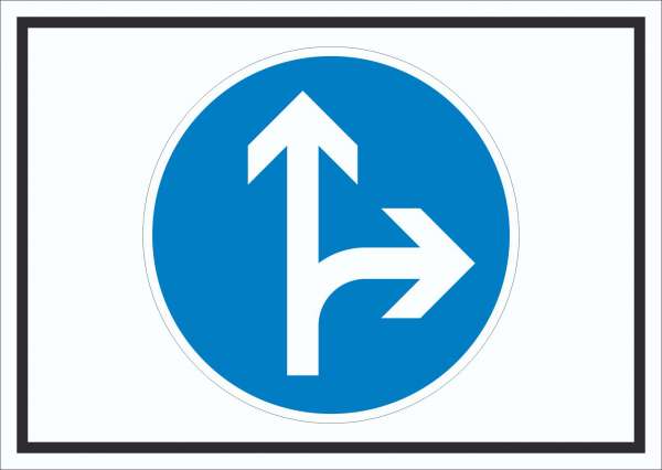 Schild Fahrtrichtung geradeaus oder rechts Symbol