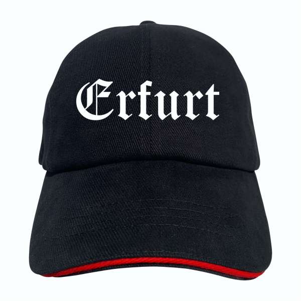 Erfurt Cappy - Altdeutsch bedruckt - Schirmmütze - Schwarz-Rotes Cap