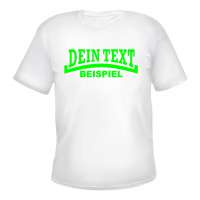 Individuelles Herren T-Shirt - weiss - NEON - Linie - mit Wunschtext bedruckt Individuelles Herren T-Shirt - weiss - NEON - Linie - mit Wunschtext bedruckt