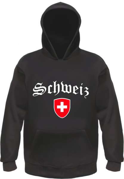 Schweiz Kapuzensweatshirt - Altdeutsch mit Wappen - Hoodie Kapuzenpullover