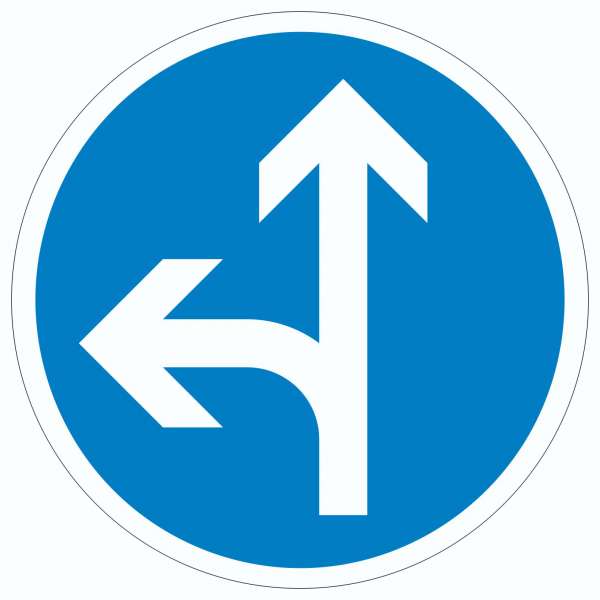 Aufkleber Kreis Fahrtrichtung geradeaus oder links Symbol