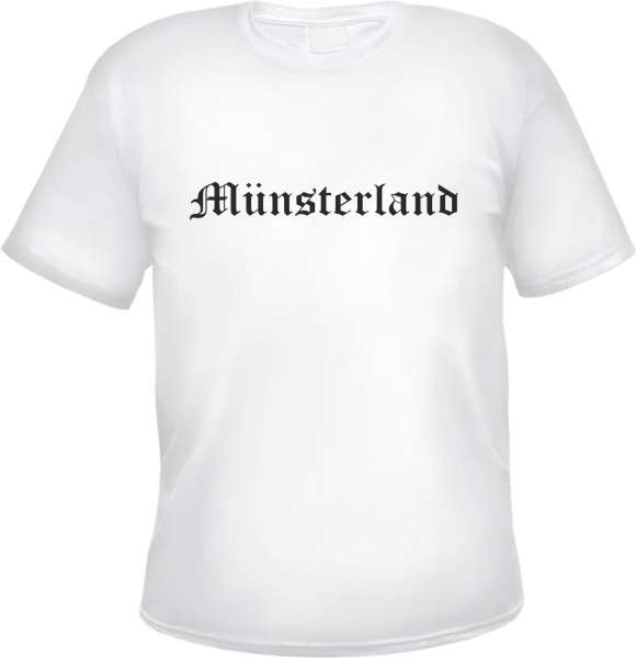 Münsterland Herren T-Shirt - Altdeutsch - Weißes Tee Shirt
