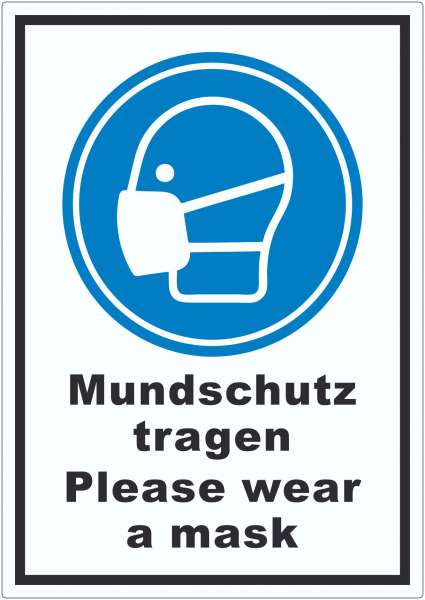 Mundschutz tragen Please wear a mask Aufkleber