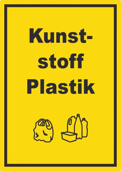 Kunststoff Plastik Mülltrennung Aufkleber Text Symbol shopping bag