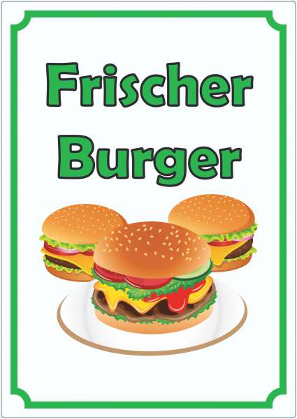 Frischer Burger Aufkleber Hochkant