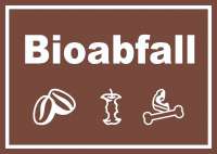 Bioabfall Mülltrennung Schild Text Symbol Essen waagerecht Bioabfall Mülltrennung Schild Text Symbol Essen waagerecht