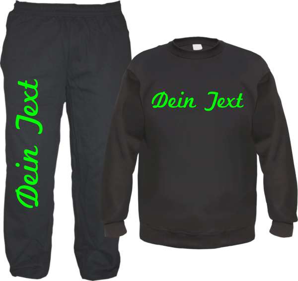 Individueller Jogginganzug NEON - Schreibschrift - mit Rundhals-Sweatshirt