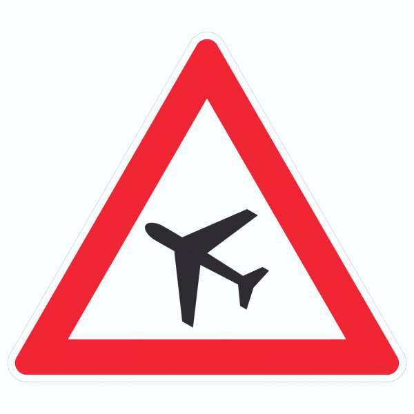 Aufkleber Dreick Achtung Flugbetrieb Symbol
