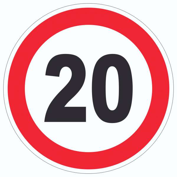 Tempo 20 km/h Geschwindigkeitsbegrenzung Aufkleber Kreis Symbol