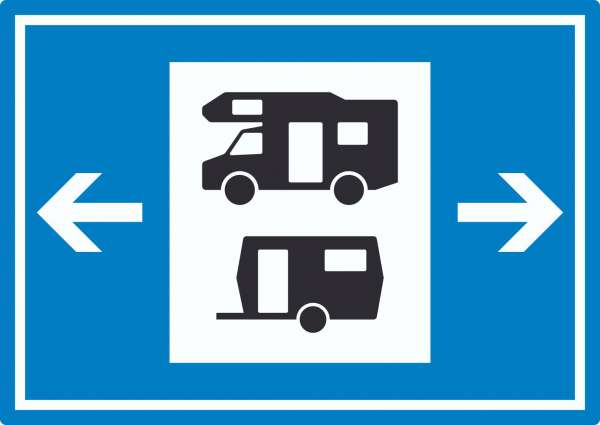 Wohnmobil- und Wohnwagenplatz links rechts Symbol Aufkleber