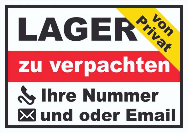 Lager zu verpachten von Privat Schild