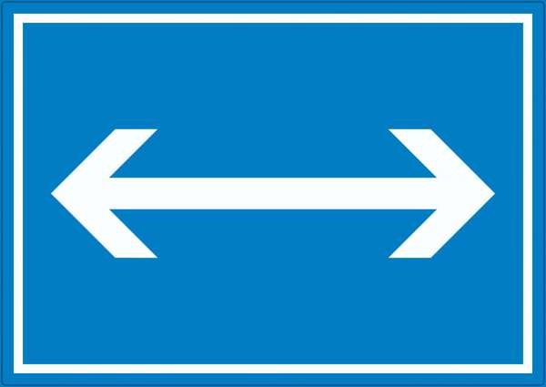 Richtungspfeil rechts und links Aufkleber waagerecht weiss blau Pfeil