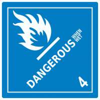 Aufkleber Quadrat wasserreaktive Stoffe Symbol Dangerous when wet Aufkleber Quadrat wasserreaktive Stoffe Symbol Dangerous when wet