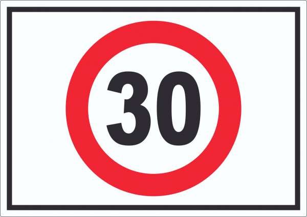 Tempo 30 km/h Geschwindigkeitsbegrenzung Aufkleber Symbol