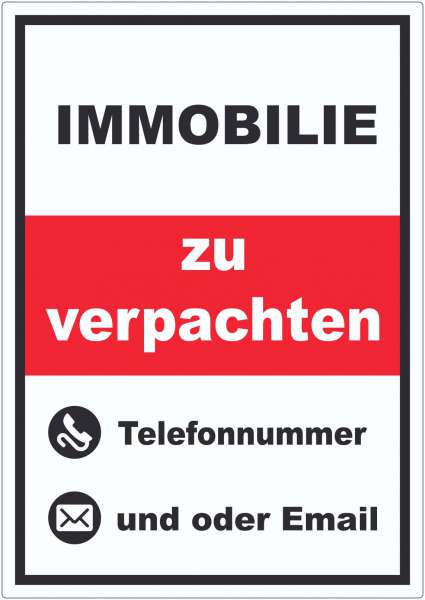 Immobilie zu verpachten Aufkleber hochkant