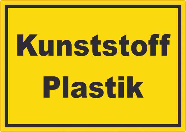 Kunststoff Plastik Mülltrennung Aufkleber mit Text