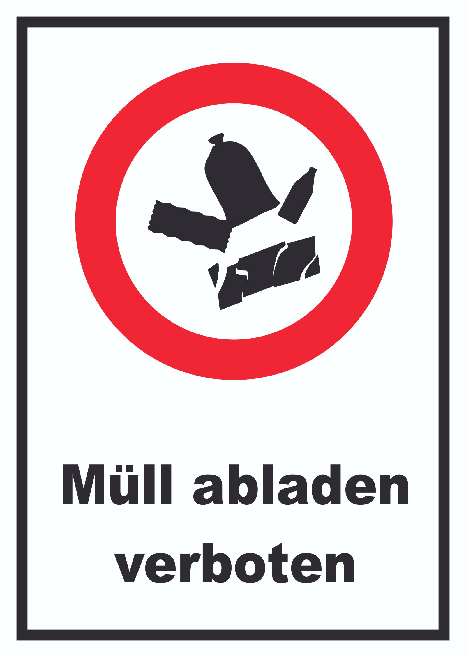 Schilder Himmel Müll abladen verboten Größen DIN A5 bis DIN A0 Müll verboten 