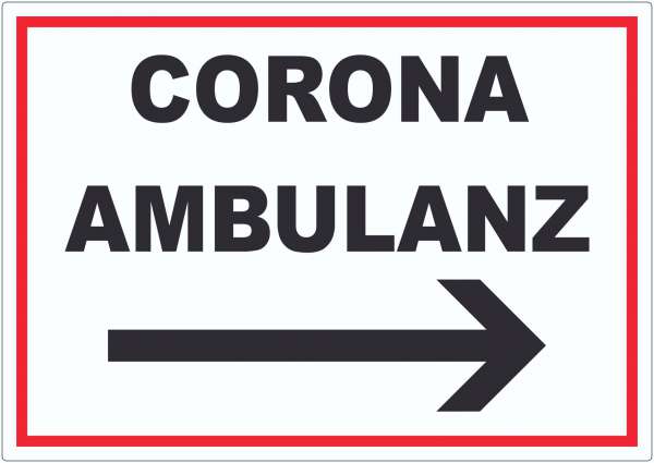 Corona Ambulanz mit Pfeil nach rechts Aufkleber