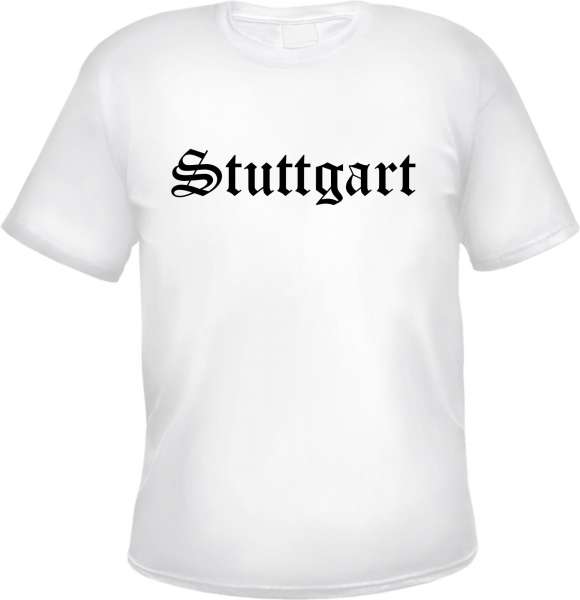 Stuttgart Herren T-Shirt - Altdeutsch - Weißes Tee Shirt