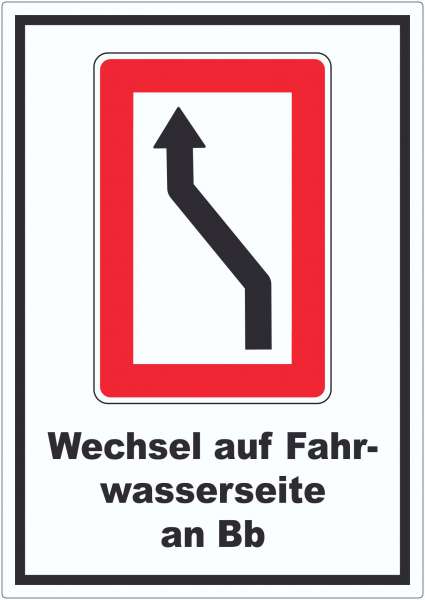 Wechsel auf die Fahrwasserseite Backbordseite Symbol und Text Aufkleber