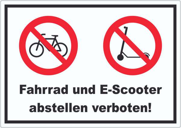 Aufkleber Fahrrad und E-Scooter abstellen verboten