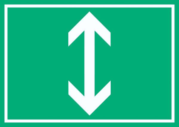Richtungspfeil hoch runter Schild waagerecht weiss grün Pfeil
