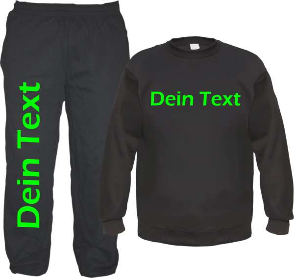 Individueller Jogginganzug NEON - Blockschrift - mit Rundhals-Sweatshirt