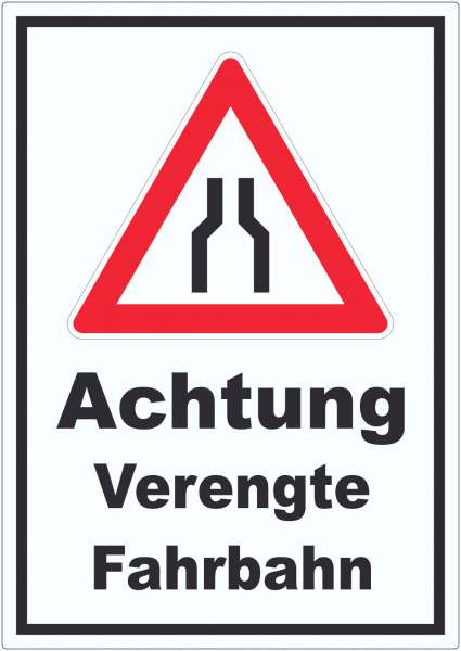 Aufkleber Achtung Verengte Fahrbahn