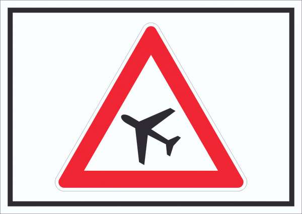 Schild Achtung Flugbetrieb Symbol
