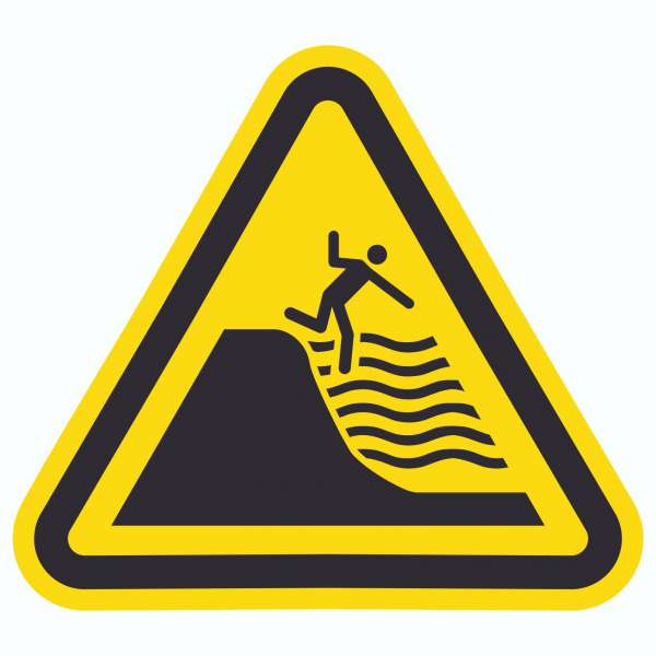 Aufkleber Dreick Warnung steil abfallender Strand Symbol
