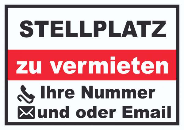 Parkplatzschild VERMIETET von  - Onlineshop für  Beschriftungen