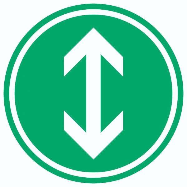 Richtungspfeil hoch runter Aufkleber Kreis weiss grün Pfeil