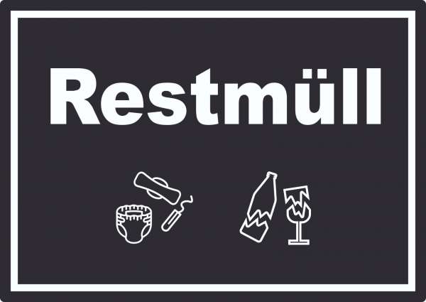 Restmüll Mülltrennung Aufkleber Text Symbol Haushalt