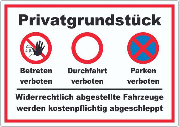 Privatgrundstück Parken verboten Aufkleber