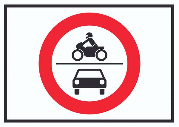 Durchfahrt verboten PKW und Krad Symbol Schild