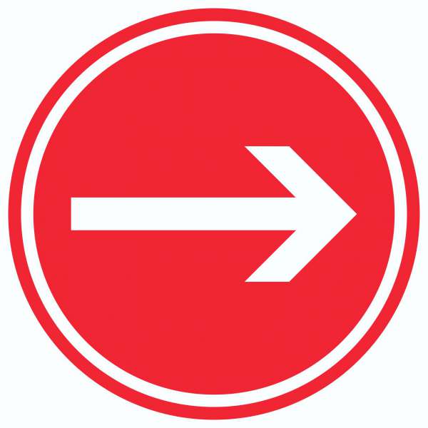 Richtungspfeil rechts Aufkleber Kreis weiss rot Pfeil