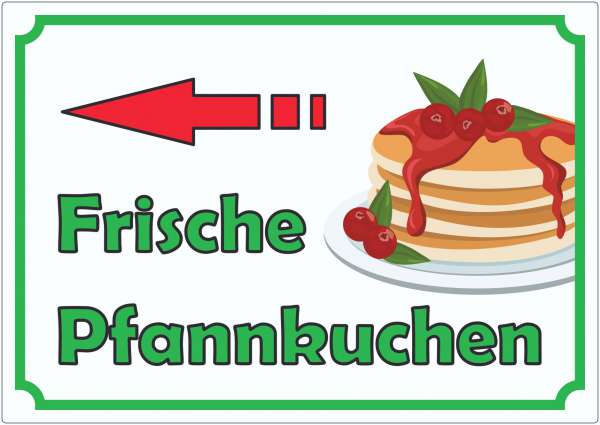 Frische Pfannkuchen Aufkleber mit Pfeil links