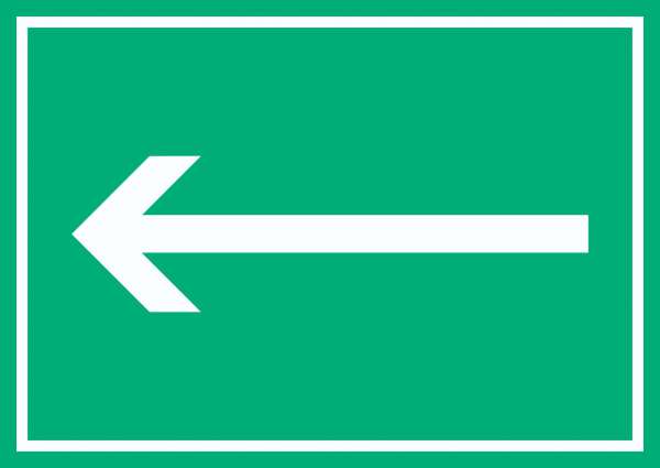 Richtungspfeil links Schild waagerecht weiss grün Pfeil
