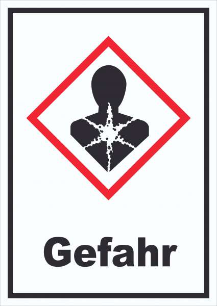 Schild Gesundheitsgefahr Gefahr Sensibilisierung der Atemwege hochkant