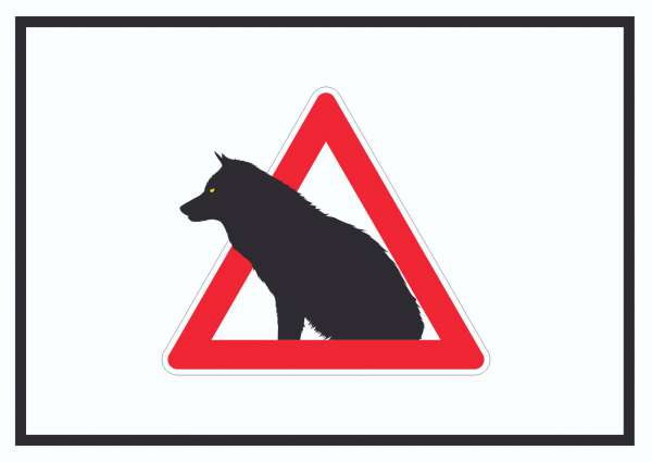 Achtung Wölfe Schild mit Symbol
