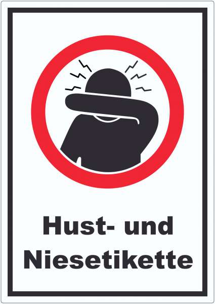 Husten und Niesetikette beachten Symbol und Text Aufkleber