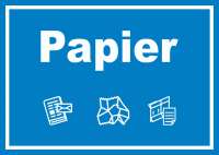 Papier Mülltrennung Schild Text Symbol Karton waagerecht Papier Mülltrennung Schild Text Symbol Karton waagerecht