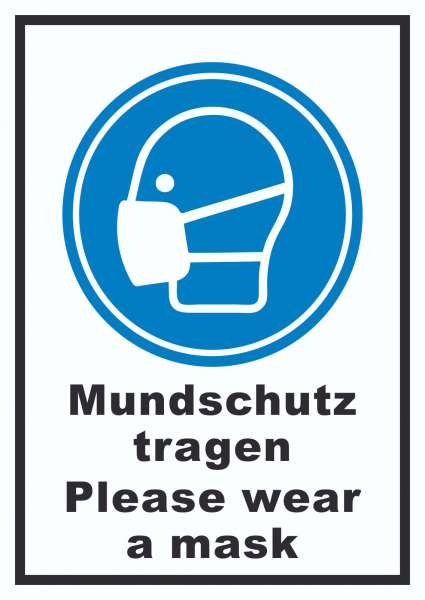 Mundschutz tragen Please wear a mask Schild