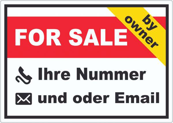 For Sale by owner Aufkleber mit Wunschtext