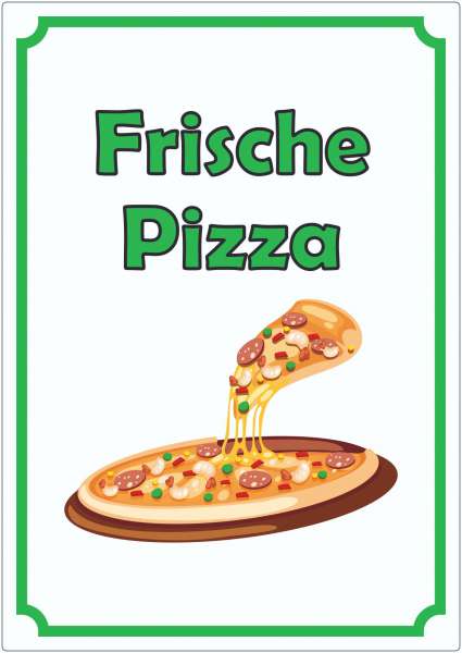 Frische Pizza Aufkleber Hochkant