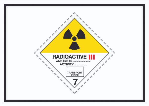Schild radioaktive Stoffe Radioactive Symbol III-GELB