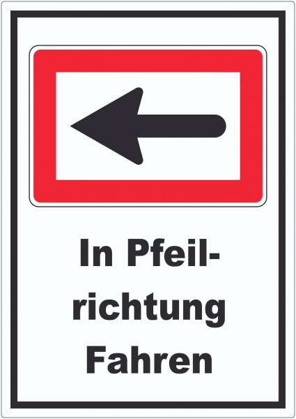 In Pfeilrichtung fahren links Symbol und Text Aufkleber