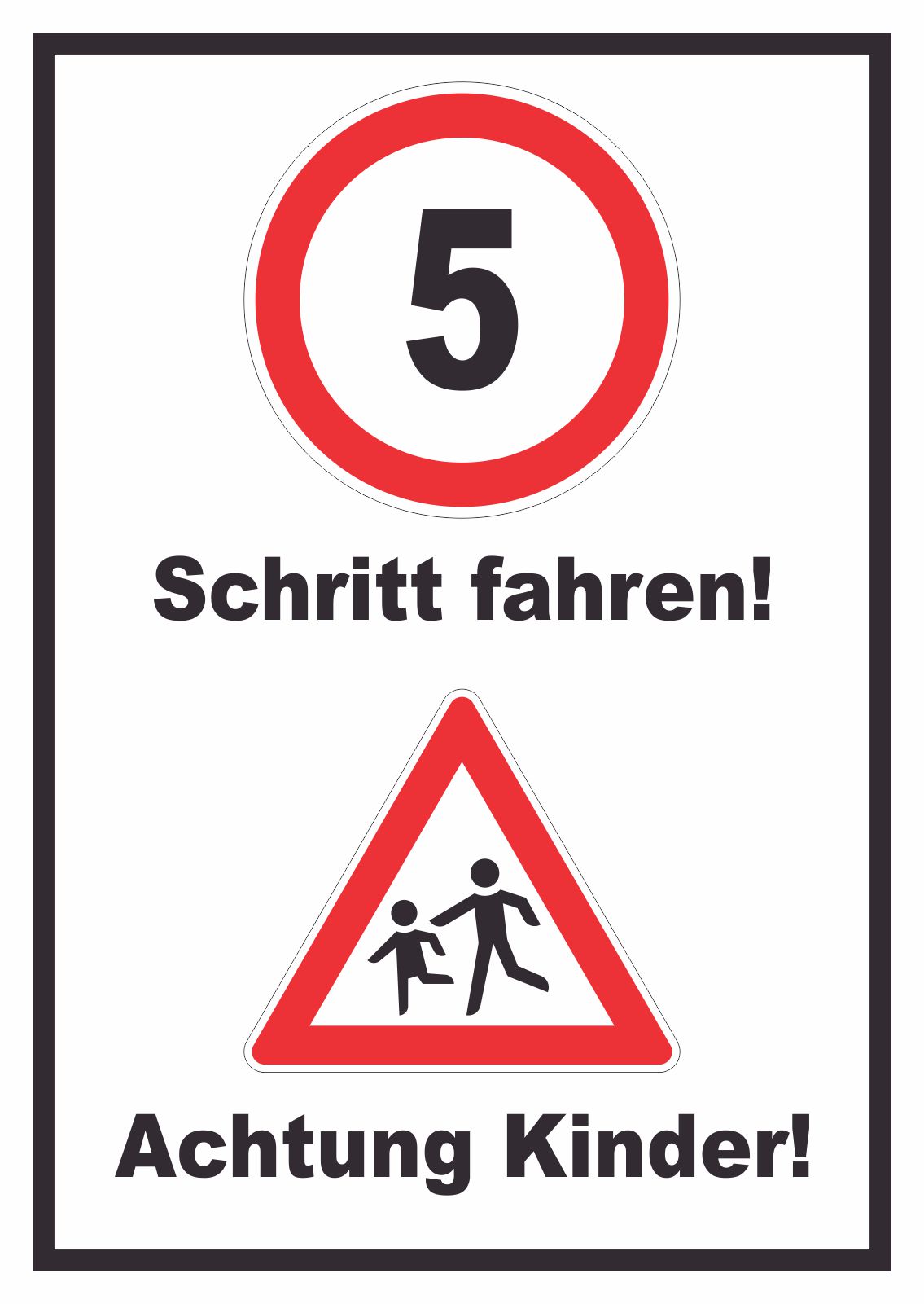 Schritt fahren Achtung Kinder Schild  HB-Druck Schilder, Textildruck & Stickerei  Onlineshop